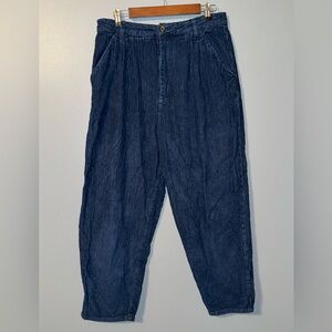 FREE PEOPLE Indigo Pleated Corduroy Pants, Size 14